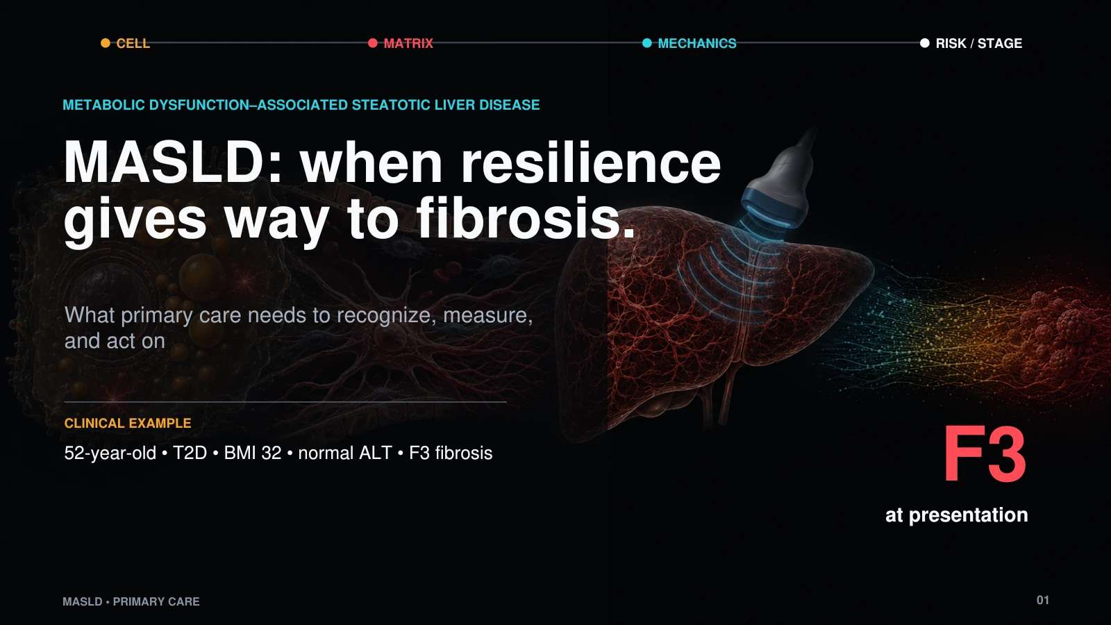 Slide 1: MASLD: when resilience gives way to fibrosis.